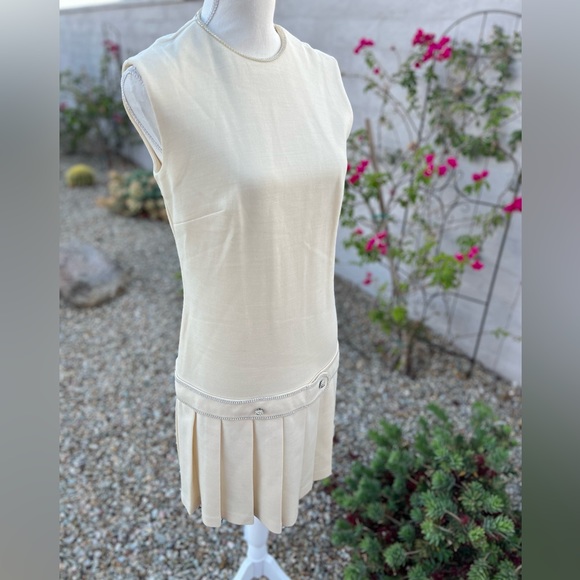 Vintage Butte Knit Charleston pleated rhinestone diamond wool drop waist dress - Picture 4 of 16